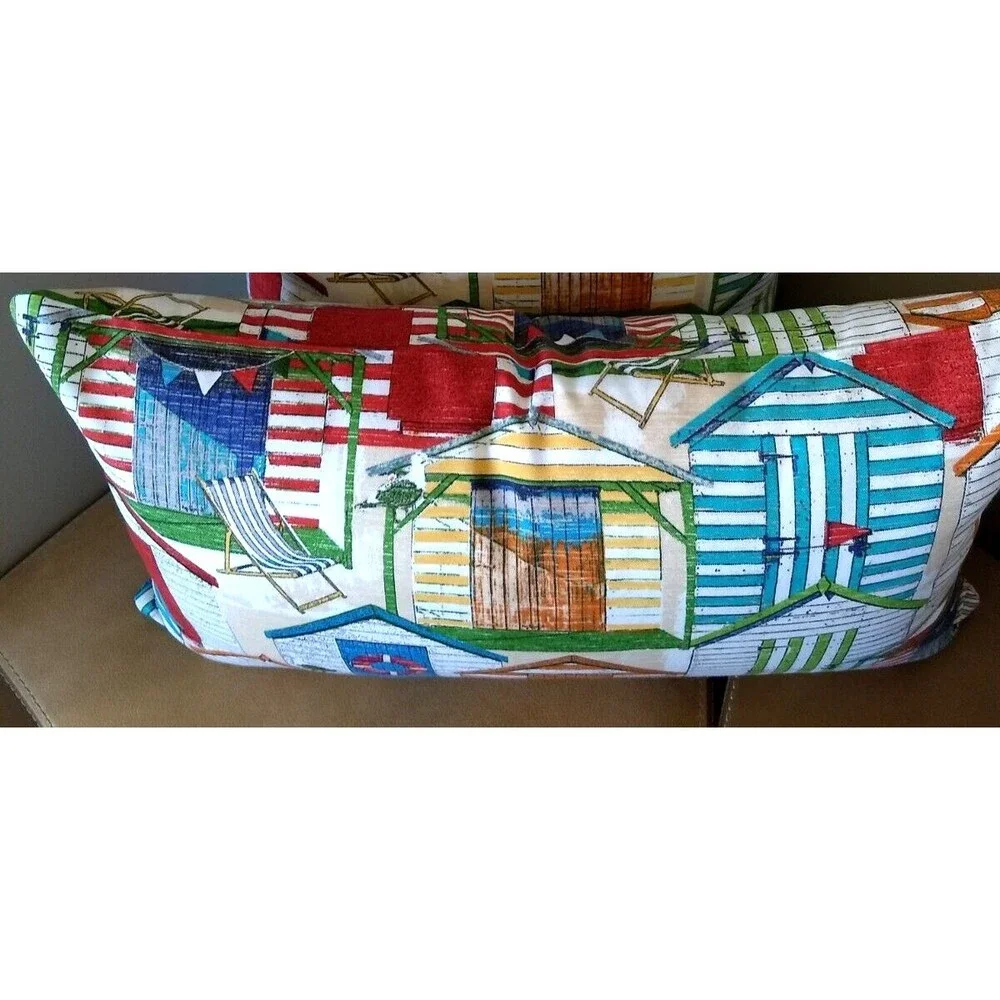 Richloom SOLARIUM BEACH HUTS 14X24‎ LUMBAR OUTDOOR Zipper Throw Pillow Cover NEW